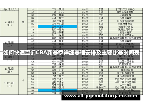 如何快速查询CBA新赛季详细赛程安排及重要比赛时间表