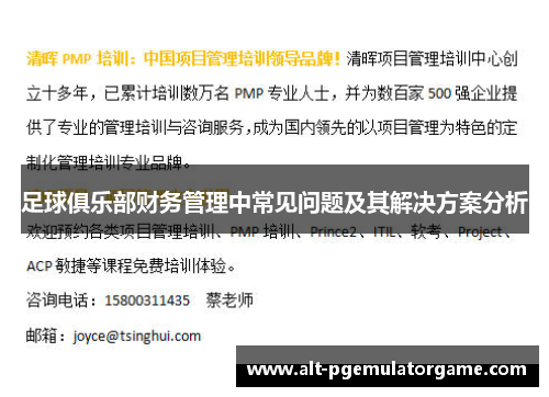 足球俱乐部财务管理中常见问题及其解决方案分析 足球俱乐部财务管理中常见问题及其解决方案分析